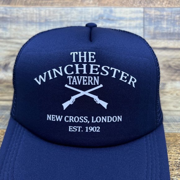 Shaun Of The Dead Winchester Pub Mens Trucker Hat Navy Snapback Zombie Ball Cap - Picture 3 of 8